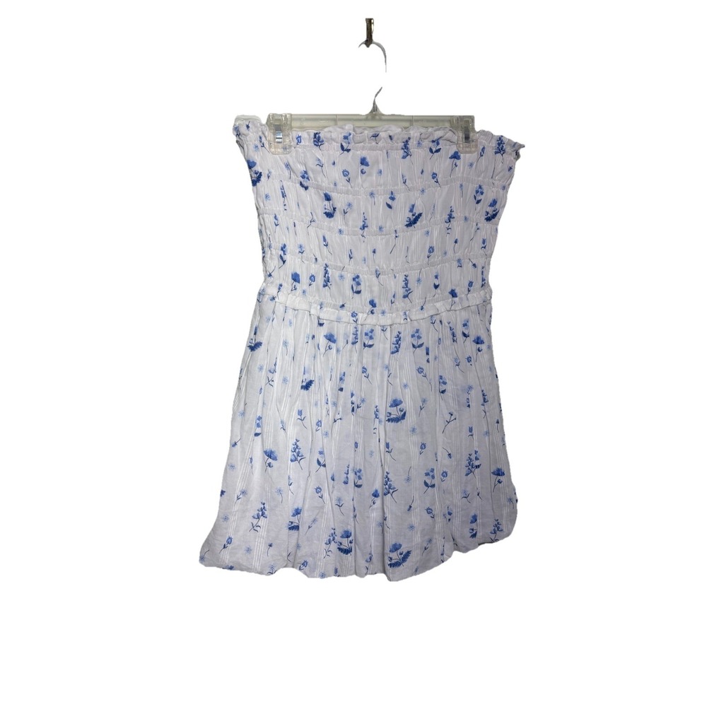 Jessica Simpson Strapless Romper Size Medium White Blue Floral Cotton